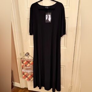 NWT plus size XL swing flare maxi dress Attitudes by Renee QVC solid black